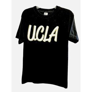 UCLA Women Black T-Shirt Size S  / Small Glitter Gold LOGO Short Sleeves  VGC
